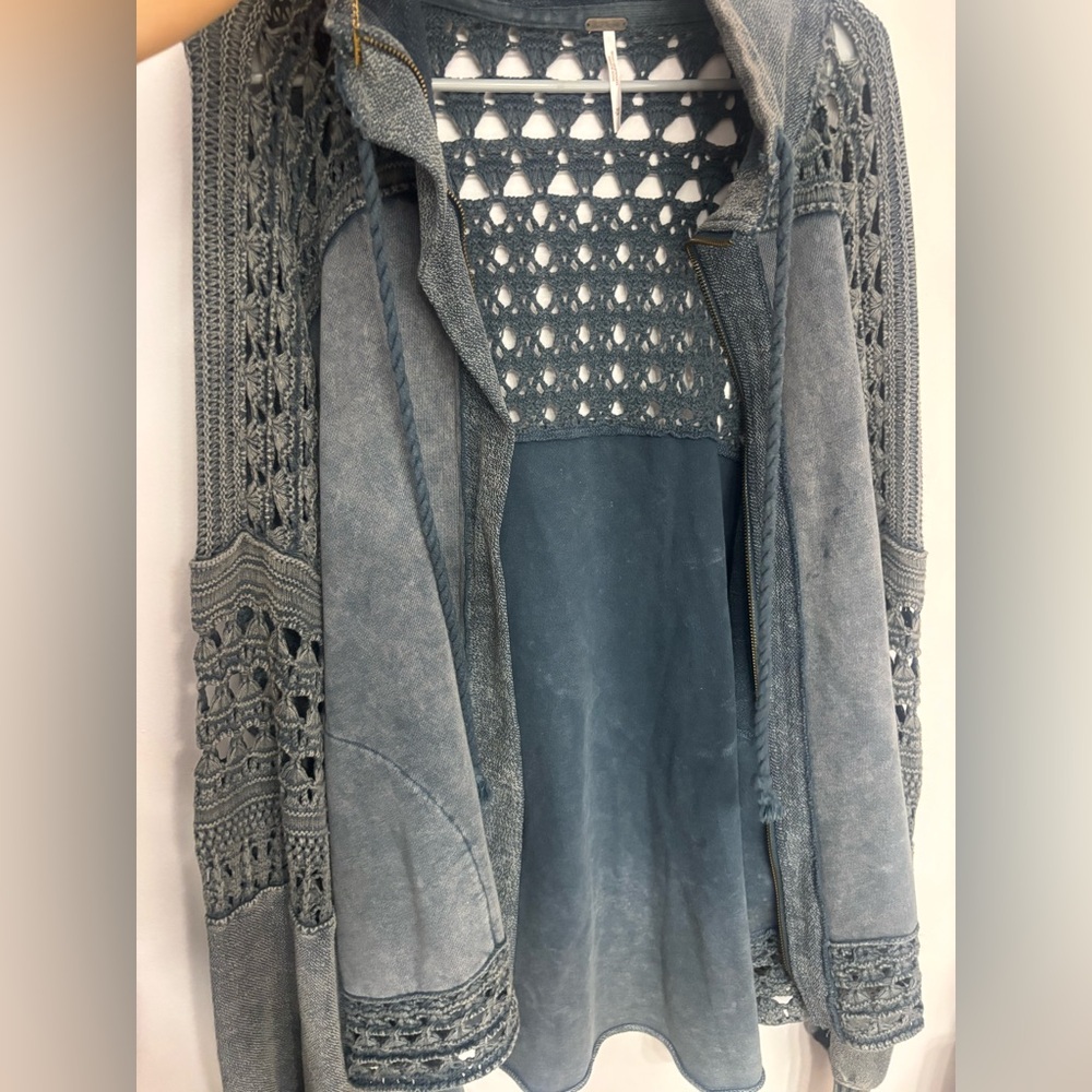Free People Crochet Zip Up